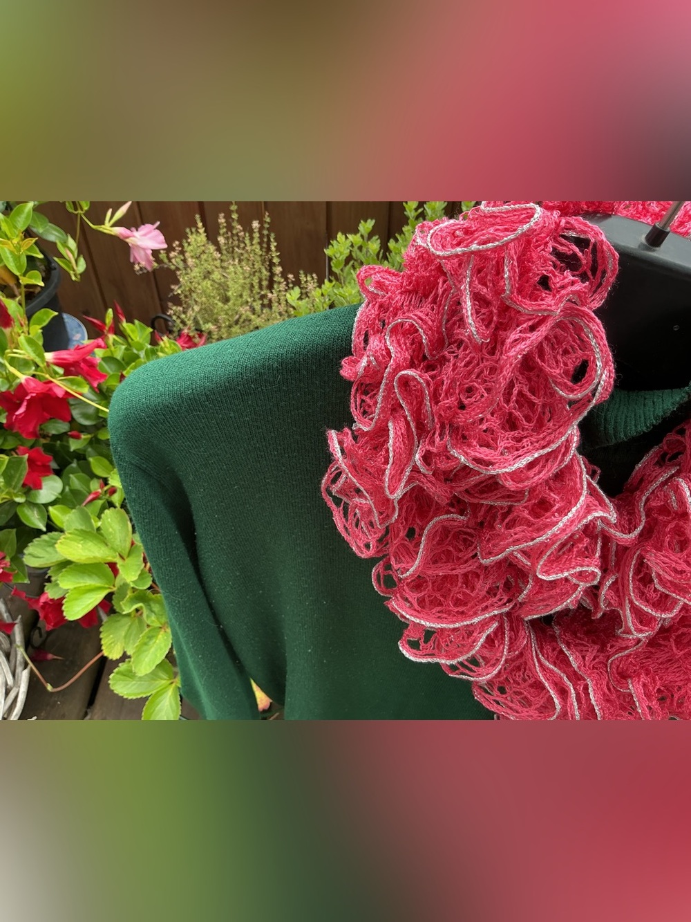 Handmade Coral Ruffle Scarf - Picture 2 of 2